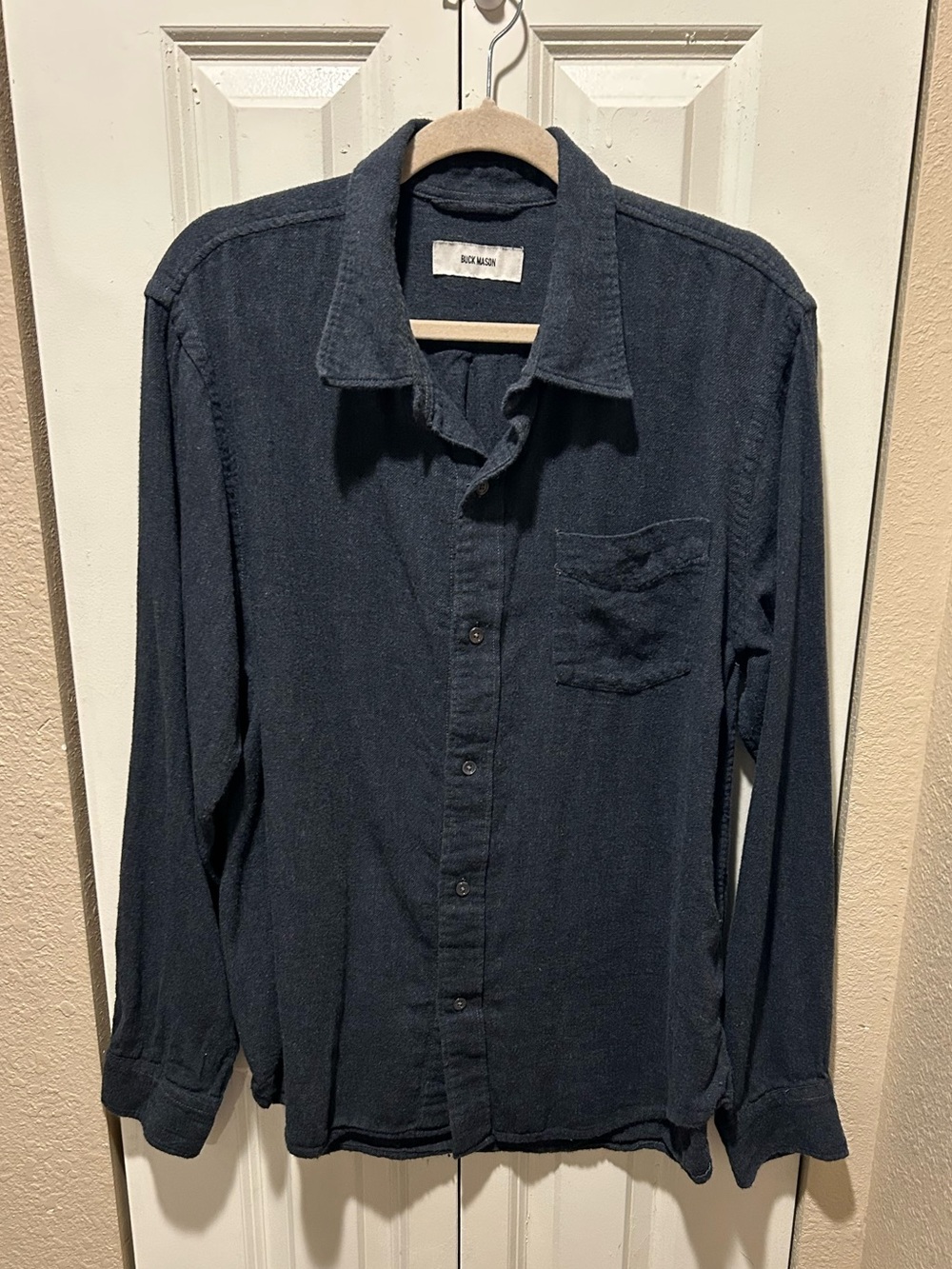 Buck Mason 100% Cotton Flannel One Pocket Shirt Charcoal , XL